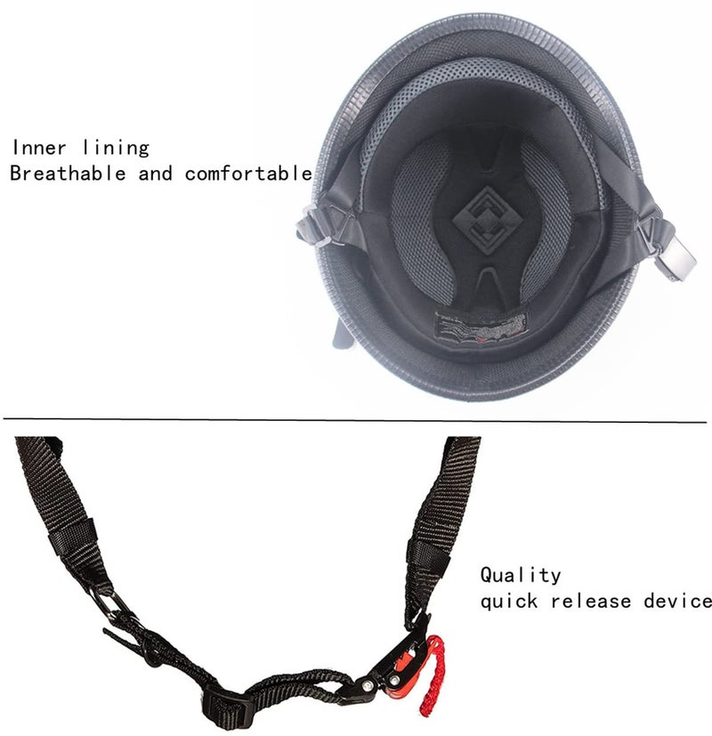 SanQing German Style Motorcycle Helmet Adult Half Helmet Open Face DOT Approved  Motorcycle Cruiser Scooter Cool Helmet (Large  Bright Black) - Image 5